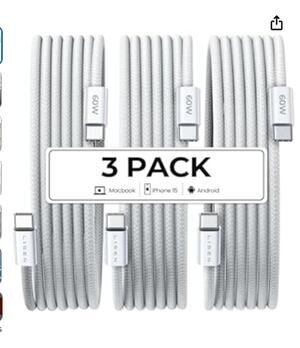 USB C to USB C Fast Charging, 60W USB C Cable Type C Fast Charging 3Pack 6FT